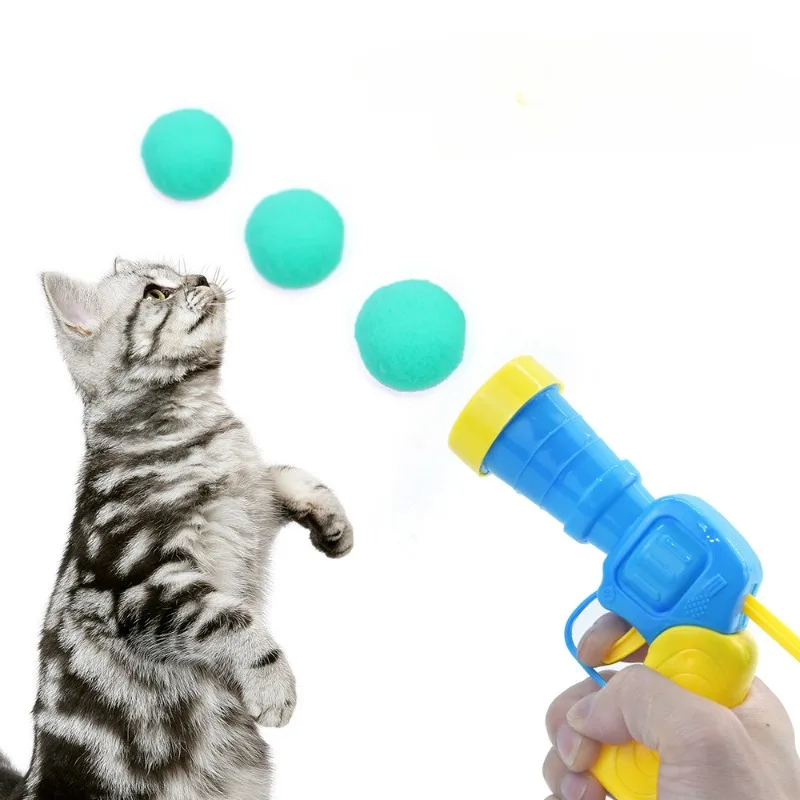 Kedi Top Fırlatma Oyuncağı – Otomatik Köpük Top Tabancası (11’li Set)