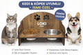 İsme Özel Ahşap Kedi & Köpek Mama Kabı Standı – Paslanmaz Çelik Çift Hazneli Mama ve Su Kabı