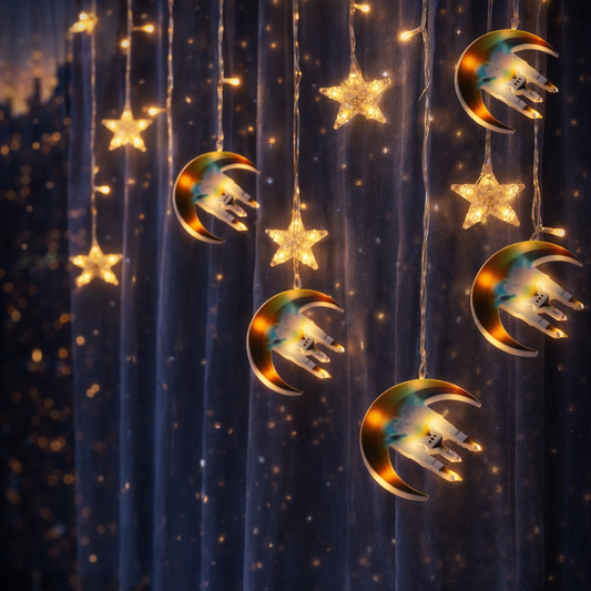 Ay & Yıldız LED Perde Işığı | Ramazan Özel Dekoratif Aydınlatma