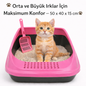İkonix Açık Kedi Tuvaleti Büyük Boy – Kürekli, Sıçrama Önleyici Yüksek Kenarlı Kum Kabı (Pembe)