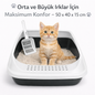 İkonix Açık Kedi Tuvaleti Büyük Boy – Kürekli, Sıçrama Önleyici Yüksek Kenarlı Kum Kabı (Beyaz)